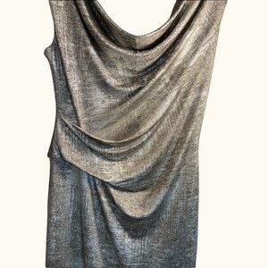 Connected Apparel Silver Metallic Cocktail Dress